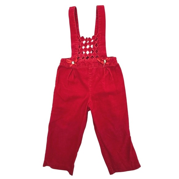 Toddletime by JCPenney Other - Vintage Toddletime JCPenney Red Corduroy Overalls Lattice Bib Size 2T